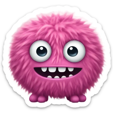 Pink fuzzy monster sticker