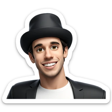 smiling boy in black outfit sticker