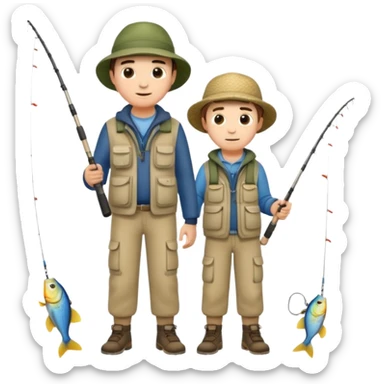 father and son fishing, full body sticker