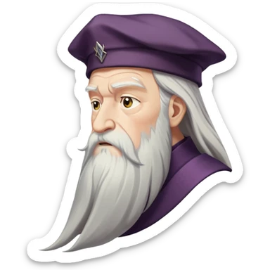 upset Dumbledore side profile with long white beard sticker