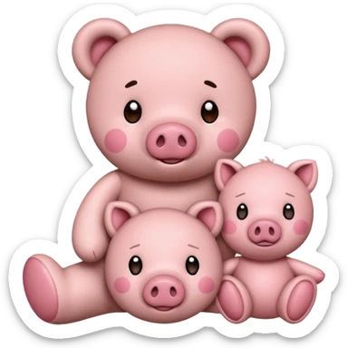 teddy bear and a little pig sticker