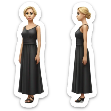 Russian woman full length in dress photorealistic serious sticker