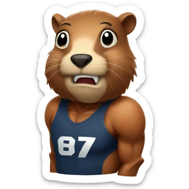 Sports beaver with muscles sticker