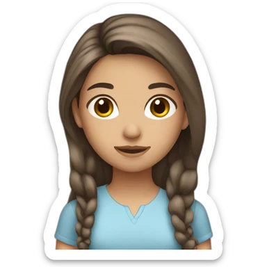 argentinian girl with long brown hair and light blue shirt sticker