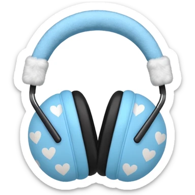 blue heart patterned earmuffs sticker
