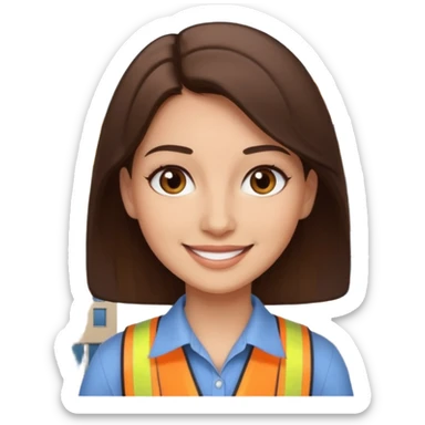 Arquitecta ojos marrones oscuros pestañas pelo marron por los hombros sonrie sticker