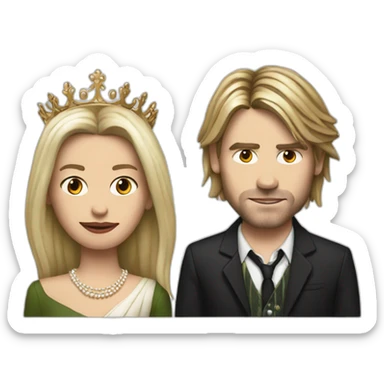 the british queen and kurt cobain sticker