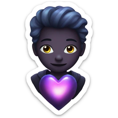 Dark iridescent heart glowing sticker