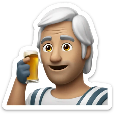 Una ballena tomándose una cerveza sticker