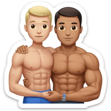 Man with big muscles holding a really skinny man  sticker