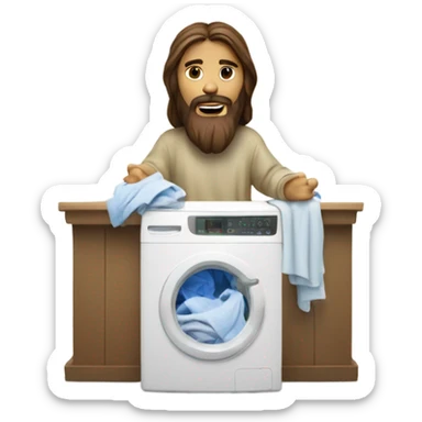 Jesus Christ doing laundry sticker