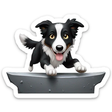 Anvil with border collie jumping over sticker