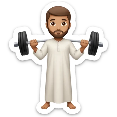 brown muslim man pushing weight wearing thobe  sticker