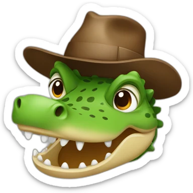 a crocodile with a brown hat sticker