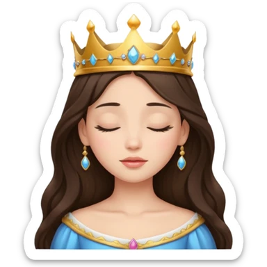 a brunette hair beautiful princess closing her eyes calmly sticker