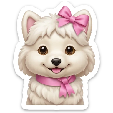 white dog with pink ribbon sticker
