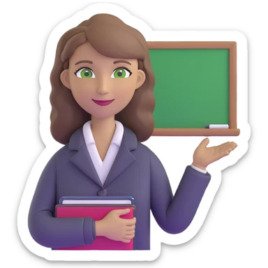 happy teacher with light brown hair and green eyes sticker