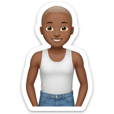 Un personnage noir avec un débardeur blanc et un jean 👖 avec des cheveux rasés  sticker