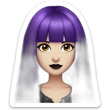 Elissabat-with-bangs-long-hair-dark-purple-and-black-vampire-goth-makeup sticker