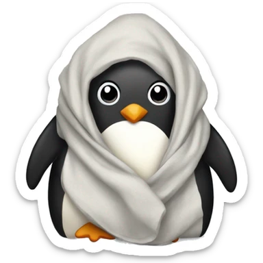 penguin in a blanket sticker