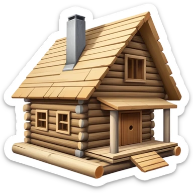 under construction log house sticker