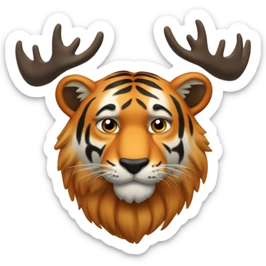 Tiger with moose antlers  sticker