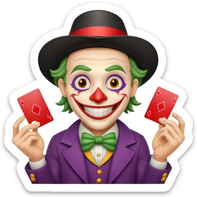 bunch of cards with a crazy jolly joker sticker