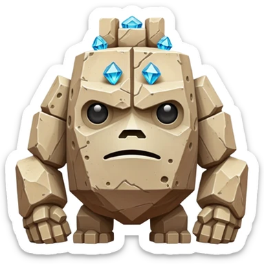 A sentient sandstone colossus with hollow chambers inside its body where rare geometric crystals grow, able to reshape its limbs and filter the desert winds through its porous form to extract moisture. body only, without background. sticker