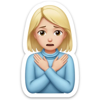 girl with hands crossed around her neck crying sticker
