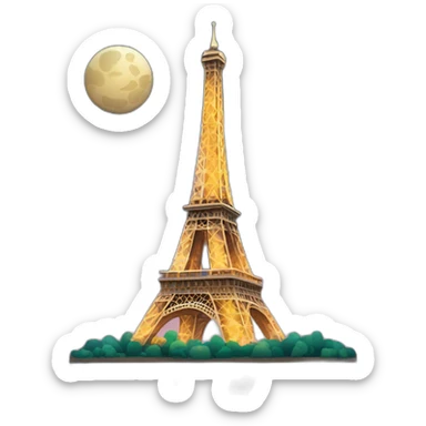 eiffel tower and paris at night sticker