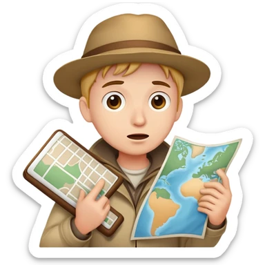 confused wanderer with map sticker