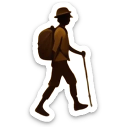 
una mezcla de sol + montaña + caminante estilo petroglifo sticker