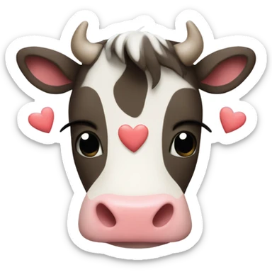 una vaca con corazones  sticker