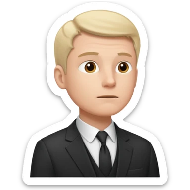 white man in formal suit thinking hard, looking up to left sticker