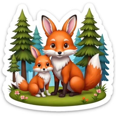 fox and rabbit sticker