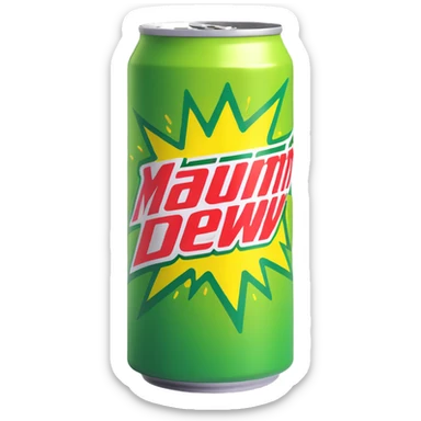 a can of Mountain Dew, vibrant, energetic, green and yellow colors sticker