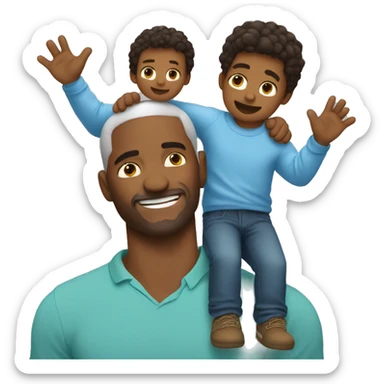 create an emoji where father hold his little son up with his big arms and his son feels like an eagle sticker