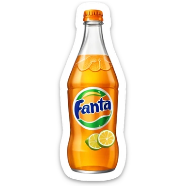 Una botella de cristal con el logo de Fanta con Fanta de limón dentro sticker