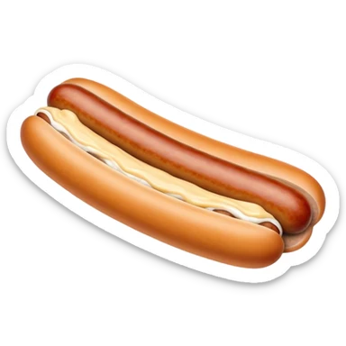 A unique sausage without bread. There is mayonnaise on one end sticker