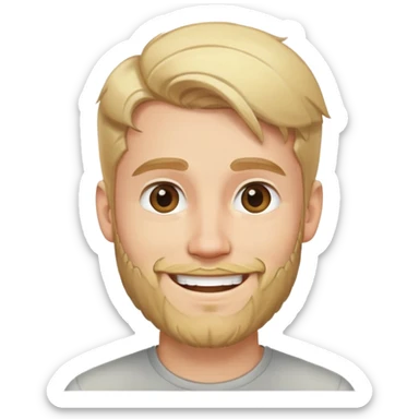 young man with blonde hair and medium beard smiling happily sticker