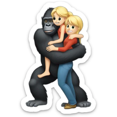 Gorilla carrying a blonde girl on his arms sticker