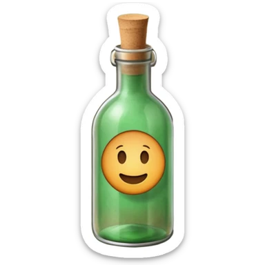 Message letter paper inside green Bottle sticker