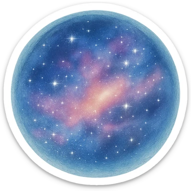 dreamy and magical galaxy nebula orb with soft gradients sticker