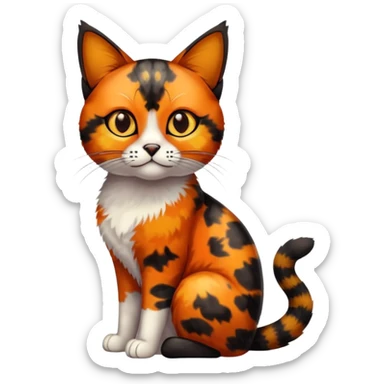 small tortoiseshell cat. no white fur. amber eyes. full body.  sticker