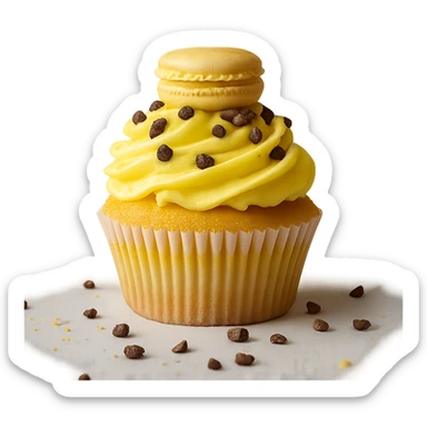 Change the icing to lemon, keep the realistic cupcake and accessories, photorealistic style, transparent background. sticker