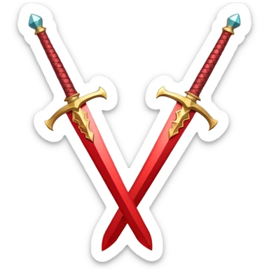 glitter red two sword sticker
