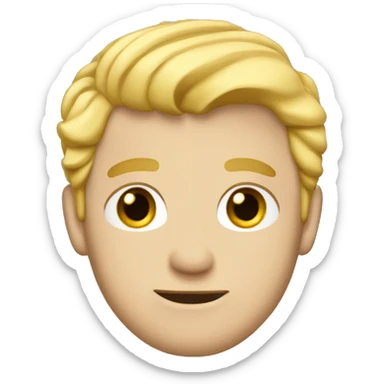 A man has blond hair with a cowlick haircut and a suit on. sticker