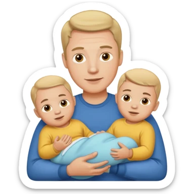 white man with three babies sticker