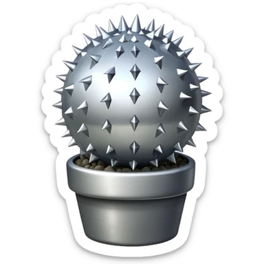 Shiny disco ball silver cactus sticker
