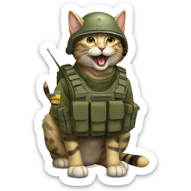Ukrainian military cat (air defense) sticker